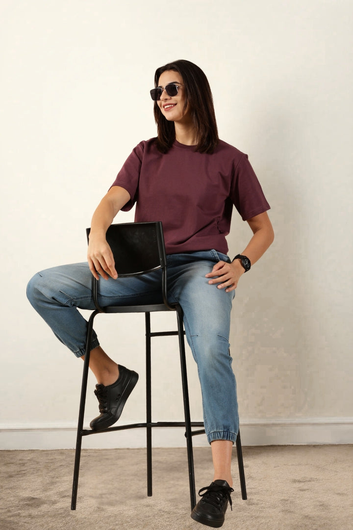 Women Mauve T-Shirt | Round Neck