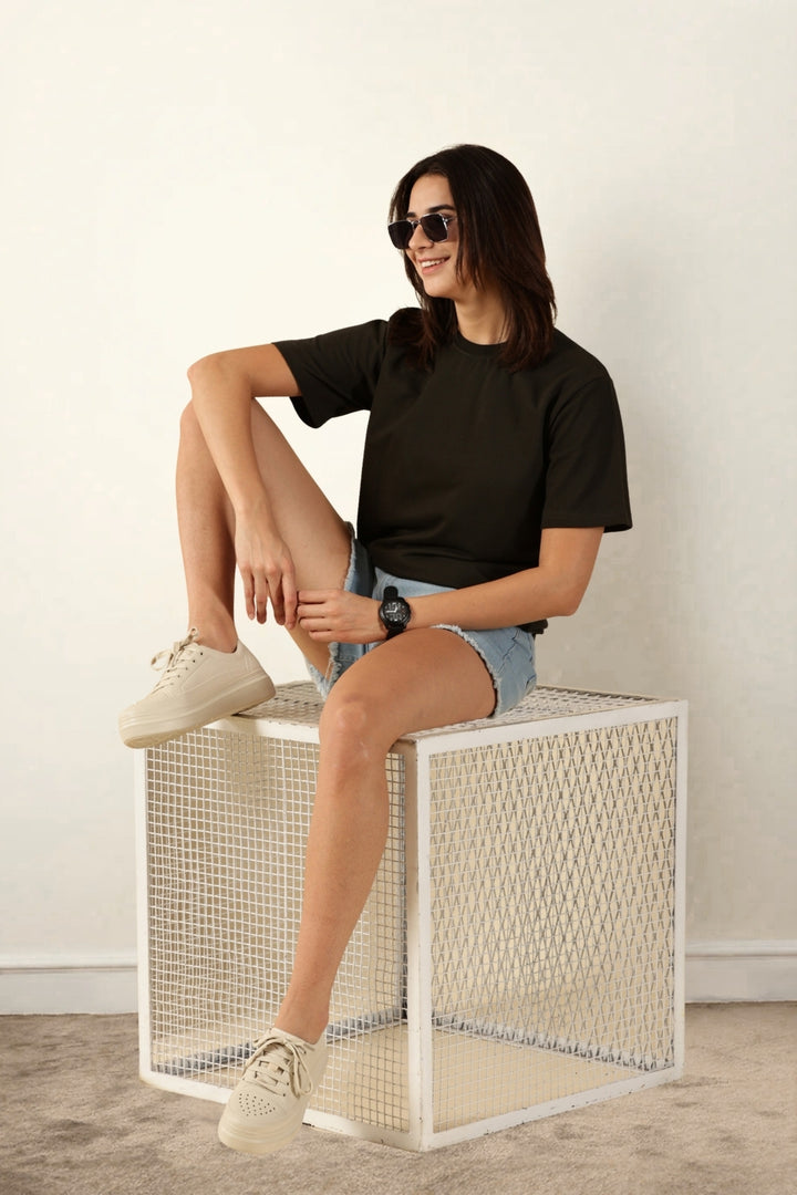 Women Olive T-Shirt | Round Neck