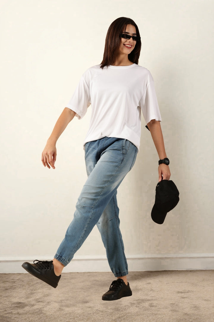 Women White T-Shirt | Round Neck